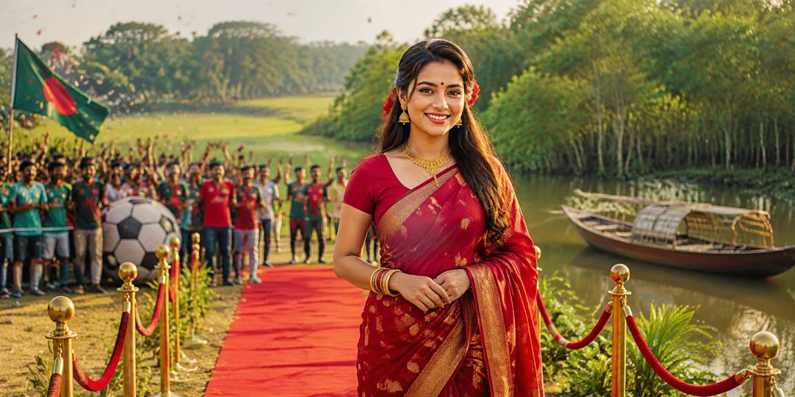 A woman enjoying bookmakers betting promotions and VIP offers against a Sundarbans backdrop