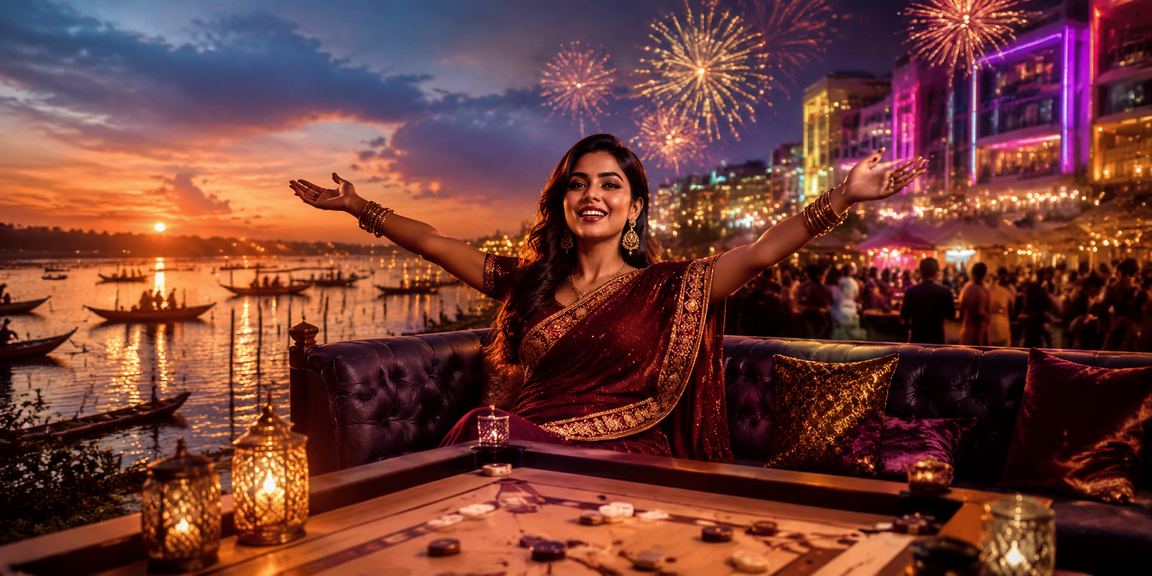 A user enjoying bookmakers Sports Events and Andar Bahar at a night market by Tanguar Haor